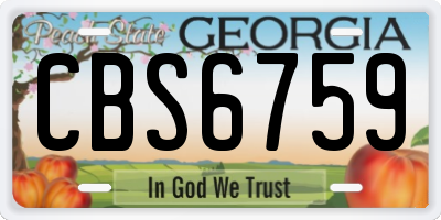 GA license plate CBS6759