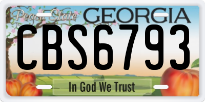 GA license plate CBS6793