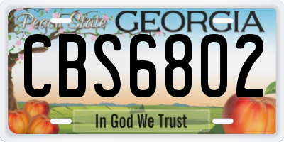 GA license plate CBS6802
