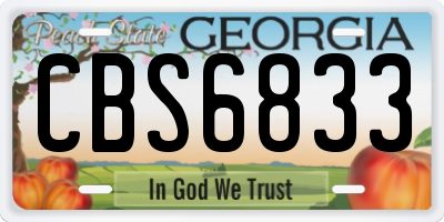 GA license plate CBS6833