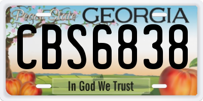 GA license plate CBS6838