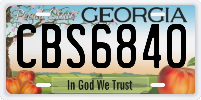 GA license plate CBS6840