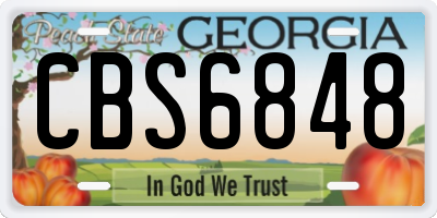 GA license plate CBS6848