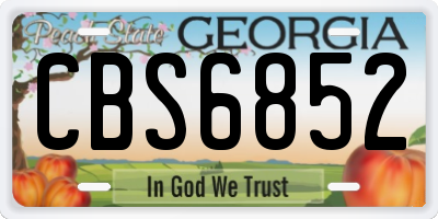 GA license plate CBS6852