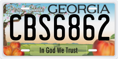 GA license plate CBS6862
