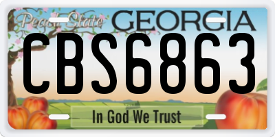 GA license plate CBS6863