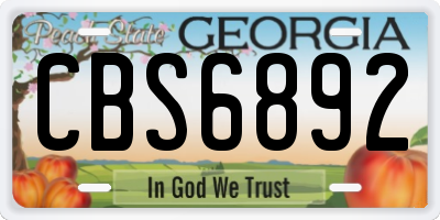 GA license plate CBS6892