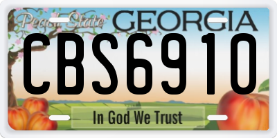 GA license plate CBS6910