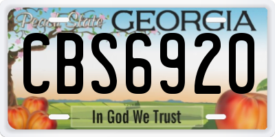 GA license plate CBS6920