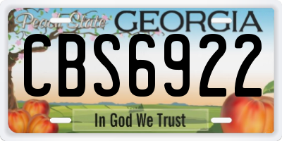 GA license plate CBS6922