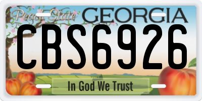 GA license plate CBS6926