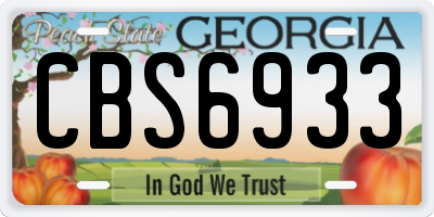 GA license plate CBS6933
