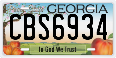 GA license plate CBS6934