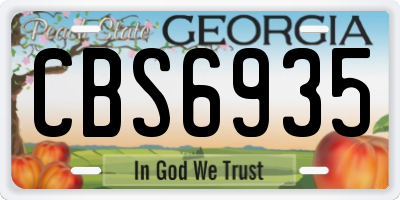 GA license plate CBS6935