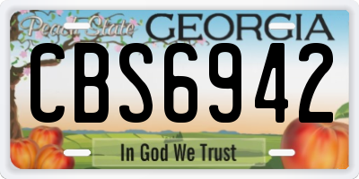 GA license plate CBS6942