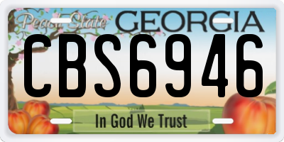 GA license plate CBS6946