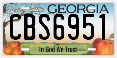 GA license plate CBS6951