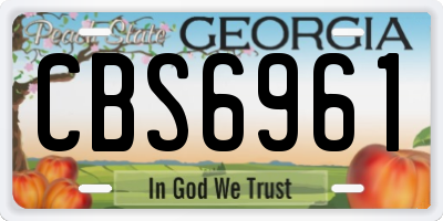 GA license plate CBS6961