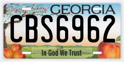 GA license plate CBS6962