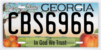 GA license plate CBS6966