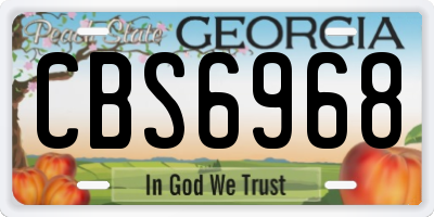 GA license plate CBS6968