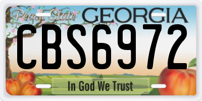 GA license plate CBS6972