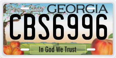 GA license plate CBS6996