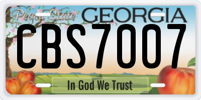 GA license plate CBS7007