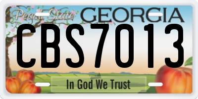 GA license plate CBS7013