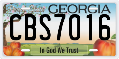 GA license plate CBS7016