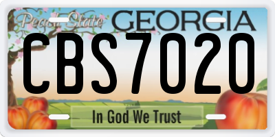 GA license plate CBS7020