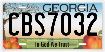 GA license plate CBS7032