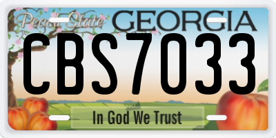 GA license plate CBS7033