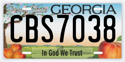 GA license plate CBS7038