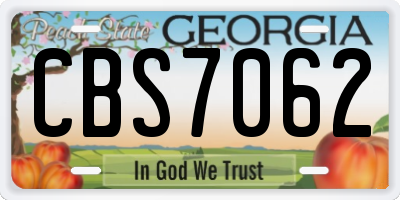GA license plate CBS7062