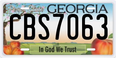 GA license plate CBS7063