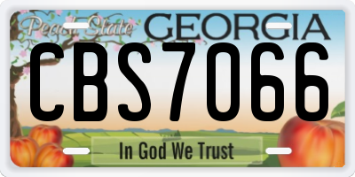 GA license plate CBS7066