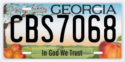GA license plate CBS7068
