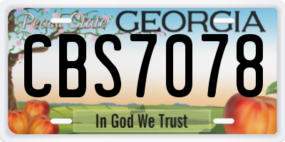 GA license plate CBS7078