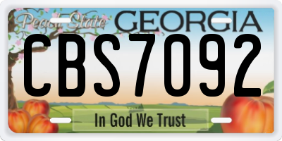 GA license plate CBS7092