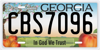 GA license plate CBS7096