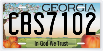 GA license plate CBS7102