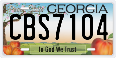 GA license plate CBS7104