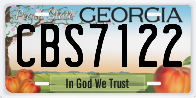 GA license plate CBS7122