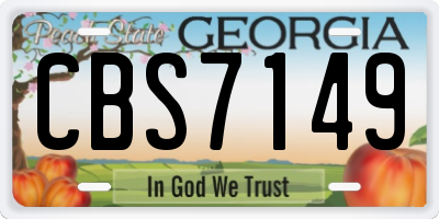 GA license plate CBS7149
