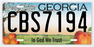 GA license plate CBS7194