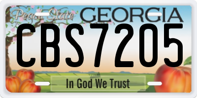 GA license plate CBS7205