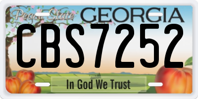 GA license plate CBS7252