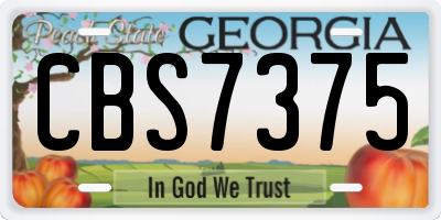 GA license plate CBS7375