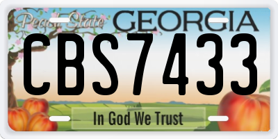 GA license plate CBS7433